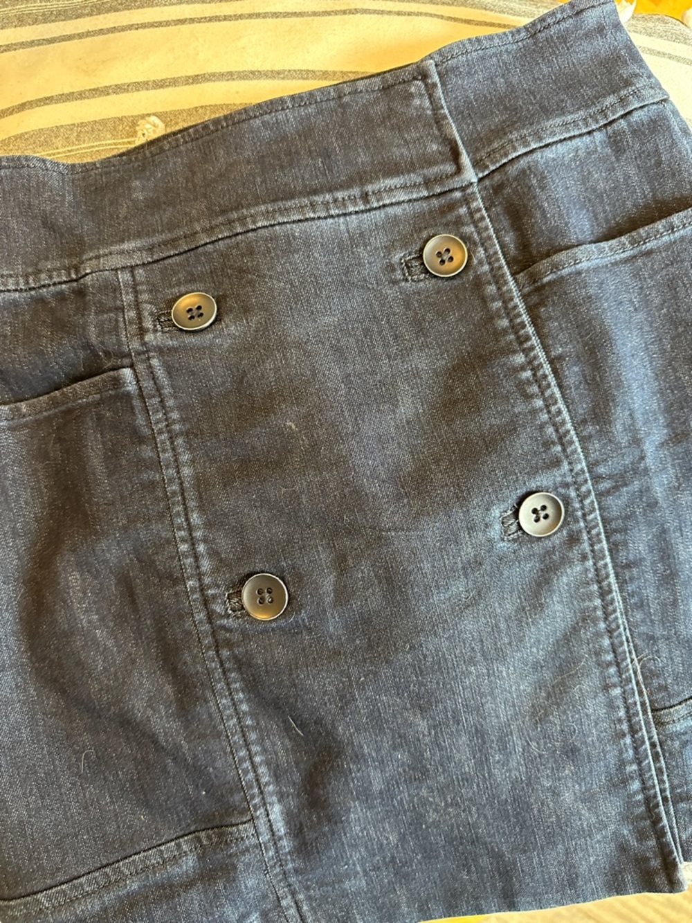 LOFT Dark Gray Button-Front Mini Skirt